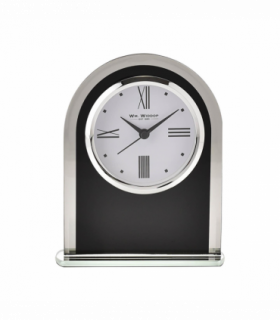 Wm.Widdop Black & Clear Arched Mantel Clock