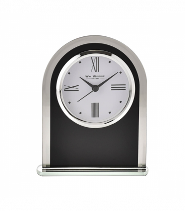 Wm.Widdop Black & Clear Arched Mantel Clock