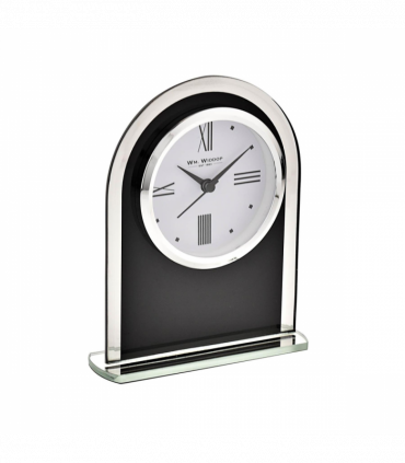 Wm.Widdop Black & Clear Arched Mantel Clock