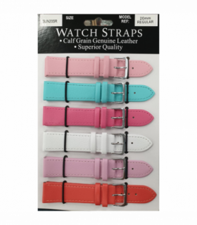 SUNSR Sun Mixed Colour Calf Leather Watch Straps Regular card of 6 - Silver Buckle