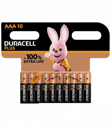Duracell Plus MN2400+ AAA Alkaline Batteries 10 Per Card