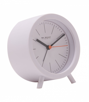 Wm.Widdop Round Alarm Clock Sweep Movement with Feet - White