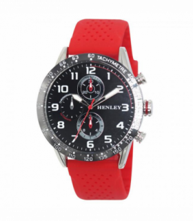 Henley Mens Large Polished Sports Silicone Watch Red H02225.10