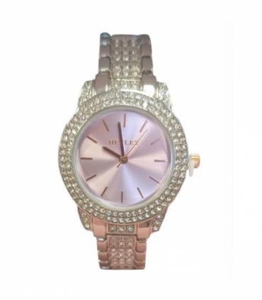 Henley Ladies Bling Diamante crystals Pink Dial Silver Bracelet Watch H07275.7