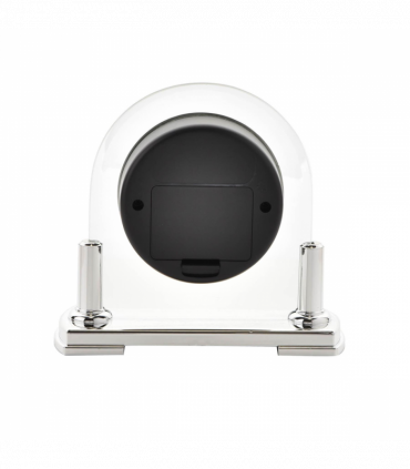 Wm.Widdop Glass Mantel Clock Silver Bezel & Stand