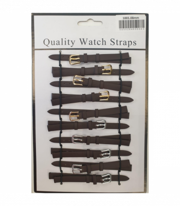 Brown Leather Watch Straps Pk10 size 10mm 1001BK