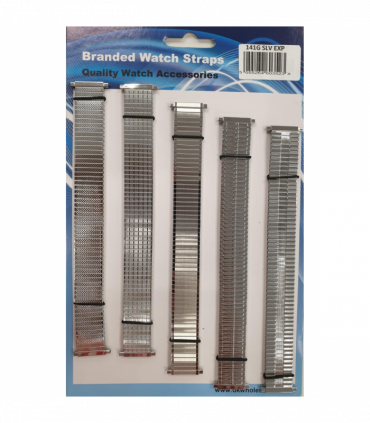 Gents Metal Chrome Expander Watch Straps 5 Pk (adjusts 17-23mm)