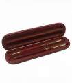 Imperial Wooden Dark Brown Gold Trim 2 Ball Pens IMP356R Gift Set - CLEARANCE NEEDS RE - Refill