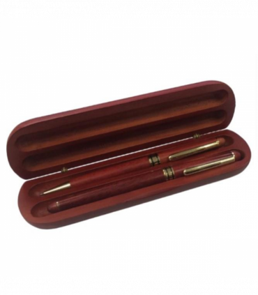 Imperial Wooden Dark Brown Gold Trim 2 Ball Pens IMP356R Gift Set - CLEARANCE NEEDS RE - Refill