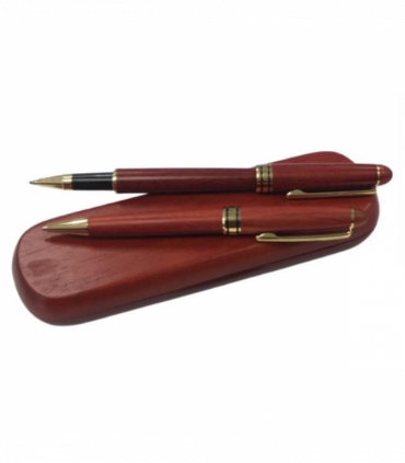 Imperial Wooden Dark Brown Gold Trim 2 Ball Pens IMP356R Gift Set - CLEARANCE NEEDS RE - Refill