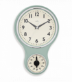 Acctim Kitchen Time 20cm Timer Quartz Retro Style Domed Glass Lens Sage Wall Clock 21598