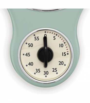 Acctim Kitchen Time 20cm Timer Quartz Retro Style Domed Glass Lens Sage Wall Clock 21598
