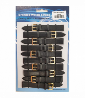 Black Leather Watch Straps Pk10 size 14mm 1001BK