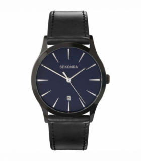 SEKONDA Men's Blue Dial Analogue Display Black PU Strap Watch 3536