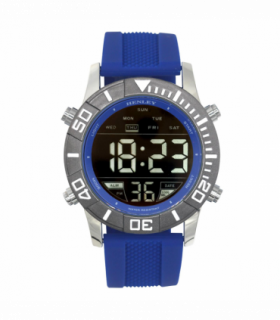 Henley Mens Digital Black Dial Rubber Strap Watch Blue HDG037.6