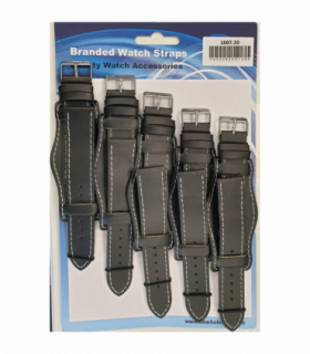 Leather Black Military Watch Straps Pk5 sizes 24mm 1007BK