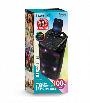 Intempo Bluetooth Karaoke Speaker Party Stereo Wired Microphone Control Panel WDS 580