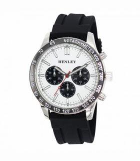 Henley Mens Polished Sports Silicone Watch Silver/White H02223.4