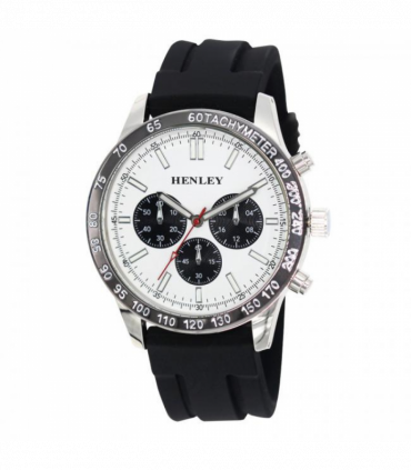 Henley Mens Polished Sports Silicone Watch Silver/White H02223.4