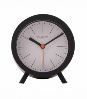 Wm.Widdop Round Alarm Clock Sweep Movement with Feet - Black