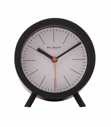 Wm.Widdop Round Alarm Clock Sweep Movement with Feet - Black