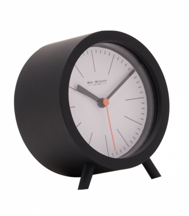Wm.Widdop Round Alarm Clock Sweep Movement with Feet - Black