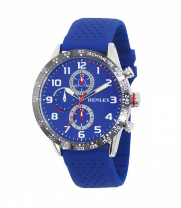 Henley MensLarge Polished Sports Silicone Watch Blue H02225.6