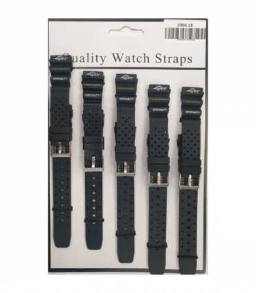2004 5PK BLACK PU WATCH STRAPS 18mm