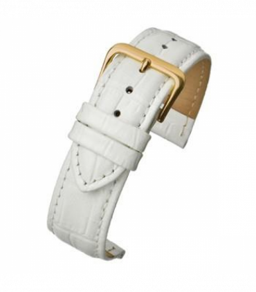 White Padded Crocodile Grain Leather Watch Strap 12mm