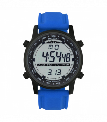 Henley Mens Digital Black Dial Rubber Strap Watch Blue HDG038.6