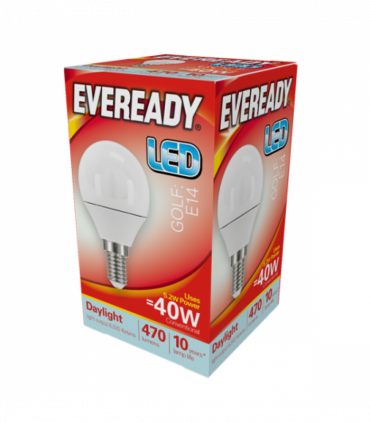 Eveready S13609 LED Golf Bulb 40w E14 (SES) 470lm 4.9W Daylight (Pack of 5)