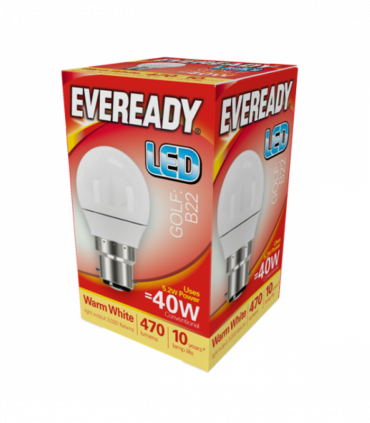 Eveready S13602  LED Golf Bulb 40w B22 (BC) Warm White (Pack of 5)