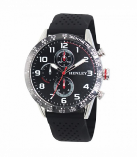 Henley Mens Large Polished Sports Silicone Watch Black H02225.3