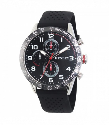 Henley Mens Large Polished Sports Silicone Watch Black H02225.3