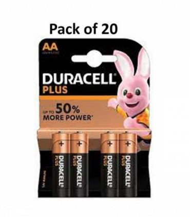 Duracell Plus MN1500+ 150% Extra Life Power Boost AA Alkaline Batteries 4 Per Card- Box of 20