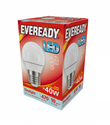 Eveready S13607 LED Golf Bulb 40w E27 (ES) 470lm 4.9W Daylight (Pack of 5)
