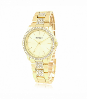 Henley Ladies Fashion Bling Gold Dial & Gold Bracelet Watch H07342