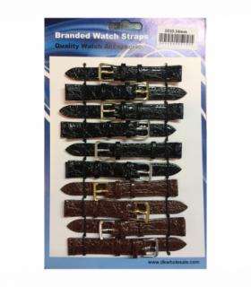 Brown/Black Leather Croc Grain Watch Straps Pk10 18mm 1010