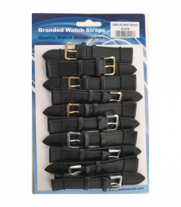 Leather Black Watch Straps Pk10 size 22mm 1005.05