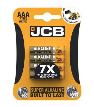 JCB AAA Super Alkaline Batteries 4 Per Card - Box of 10