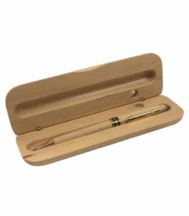 Imperial Wooden Light Brown Gold Trim Ball Pen With Handmade Wooden Box IMP308M - CLEARANCE MIGHT NEEDS RE-REFILL