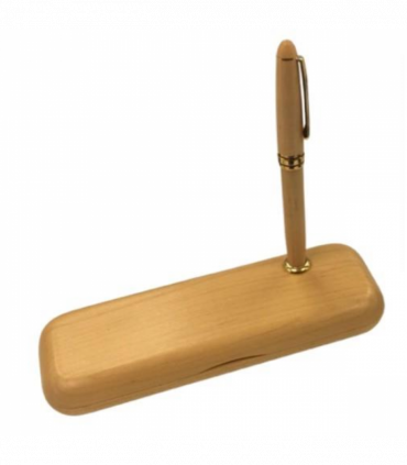 Imperial Wooden Light Brown Gold Trim Ball Pen With Handmade Wooden Box IMP308M - CLEARANCE MIGHT NEEDS RE-REFILL