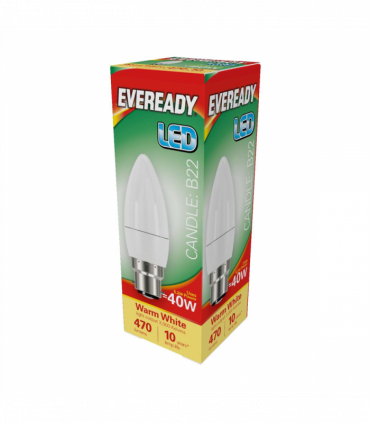 Eveready S13610 LED Candle Bulb 40w B22 (BC) 470lm 4.9W Warm White (Pack of 5)