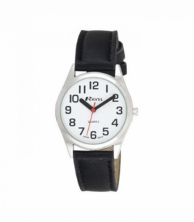 Ravel Mens Classic Strap Watch Black / Silver Watch R0125.01.1