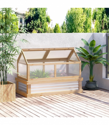 Raised Garden Flower Bed Kit with Greenhouse