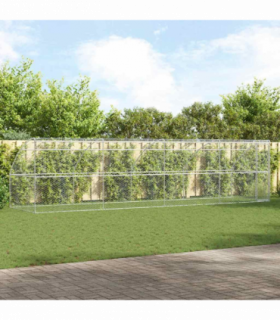 vidaXL Dog Kennel with Storage 4 pcs Silver 8 x 2 x 2 m Steel