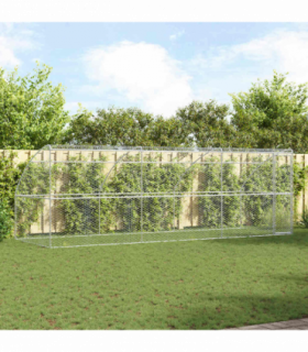 vidaXL Dog Kennel with Storage 3 pcs Silver 6 x 2 x 2 m Steel