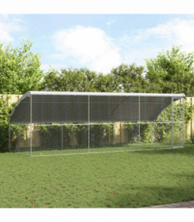 vidaXL Dog Kennel with Storage 3 pcs Silver 6 x 2 x 2 m Steel