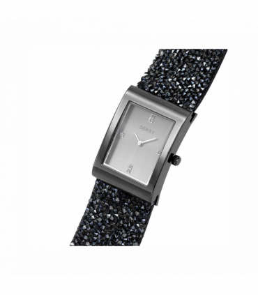 Seksy Rocks® Ladies Watch Grey Case & Leather Strap with Grey Dial 2654