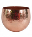 Large Metal bowl 22 x 18cm Hammered Copper Colour - Straight Edge